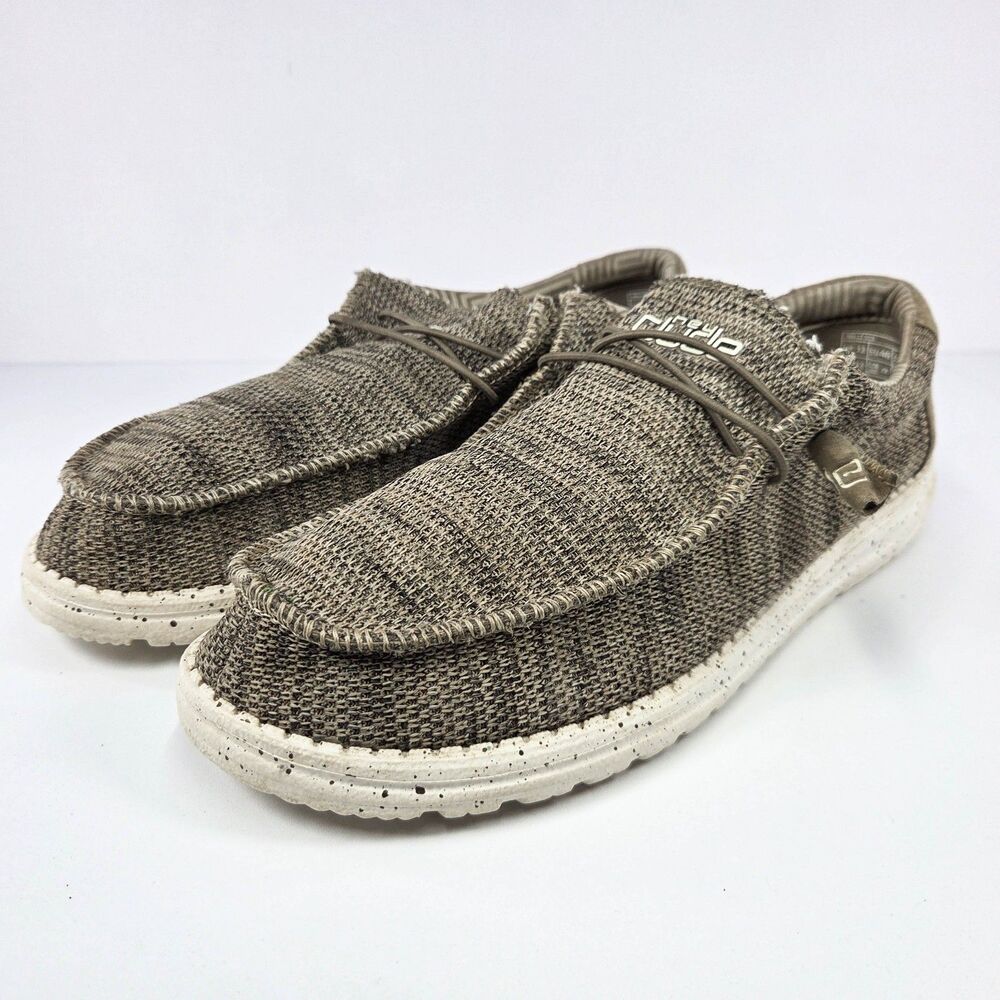 Hey Dude Wally Sox Brown Knit Slip On Loafers Men's 13 110351500